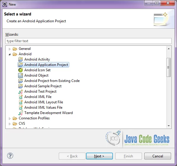 Figure 2. Create a new Android project
